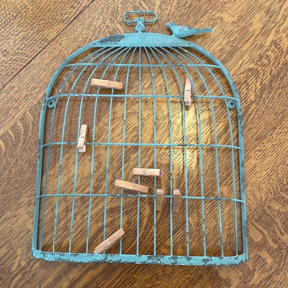 Vintage Green Bird Cage Wall Decor - Picture 2 of 6